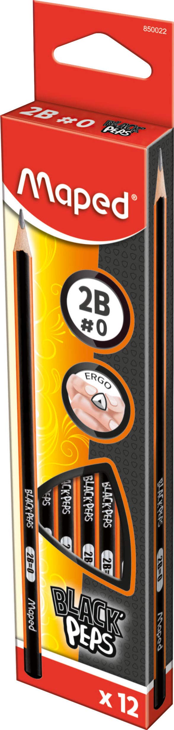 Maped 2B Black'Peps Graphite Pencil (Pack of 12)