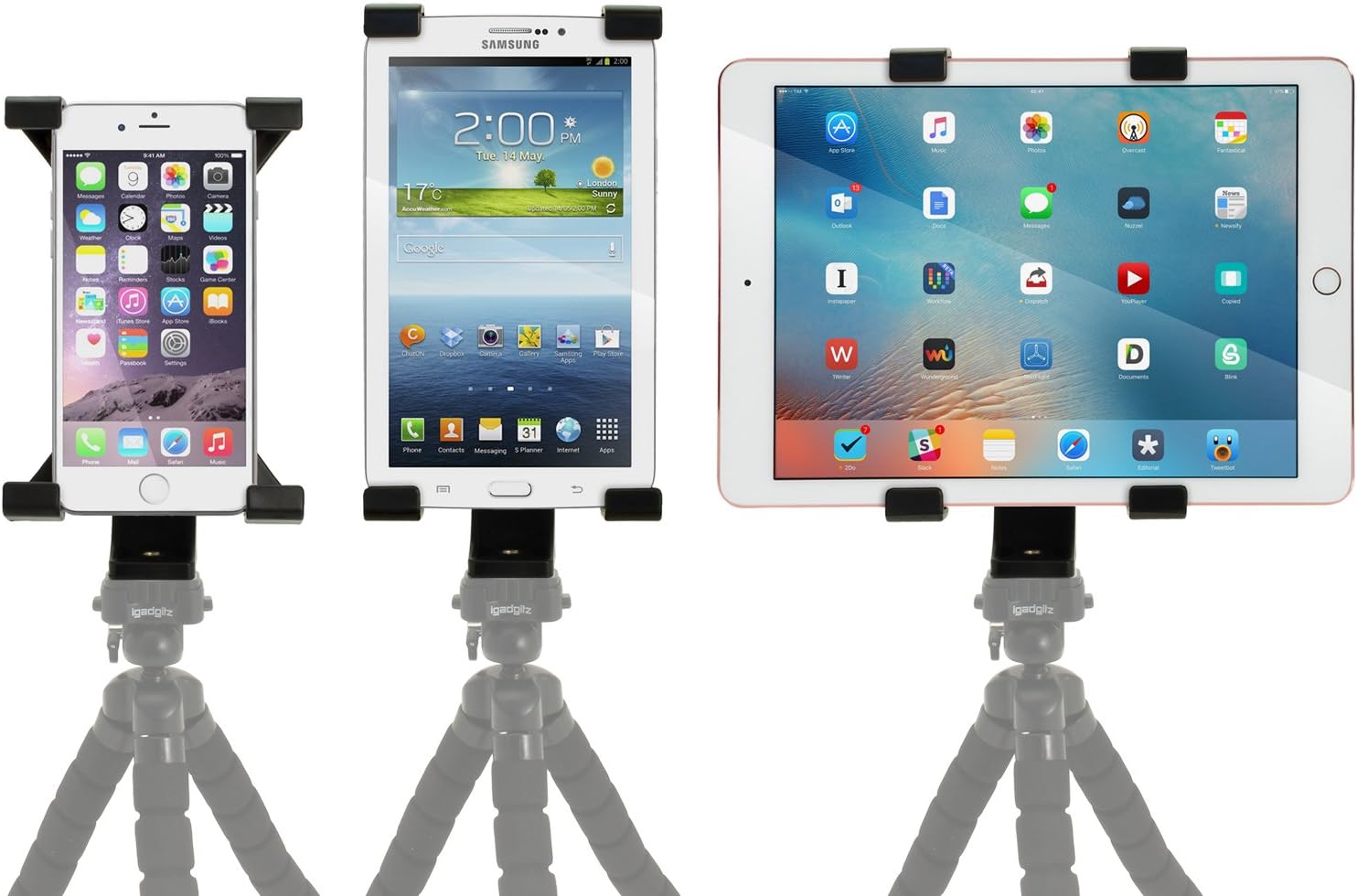 iGadgitz Universal Tablet Holder Mount Bracket for Tripods with ¼ inch screw thread, fits tablets 4.8" (12cm) - Image 3