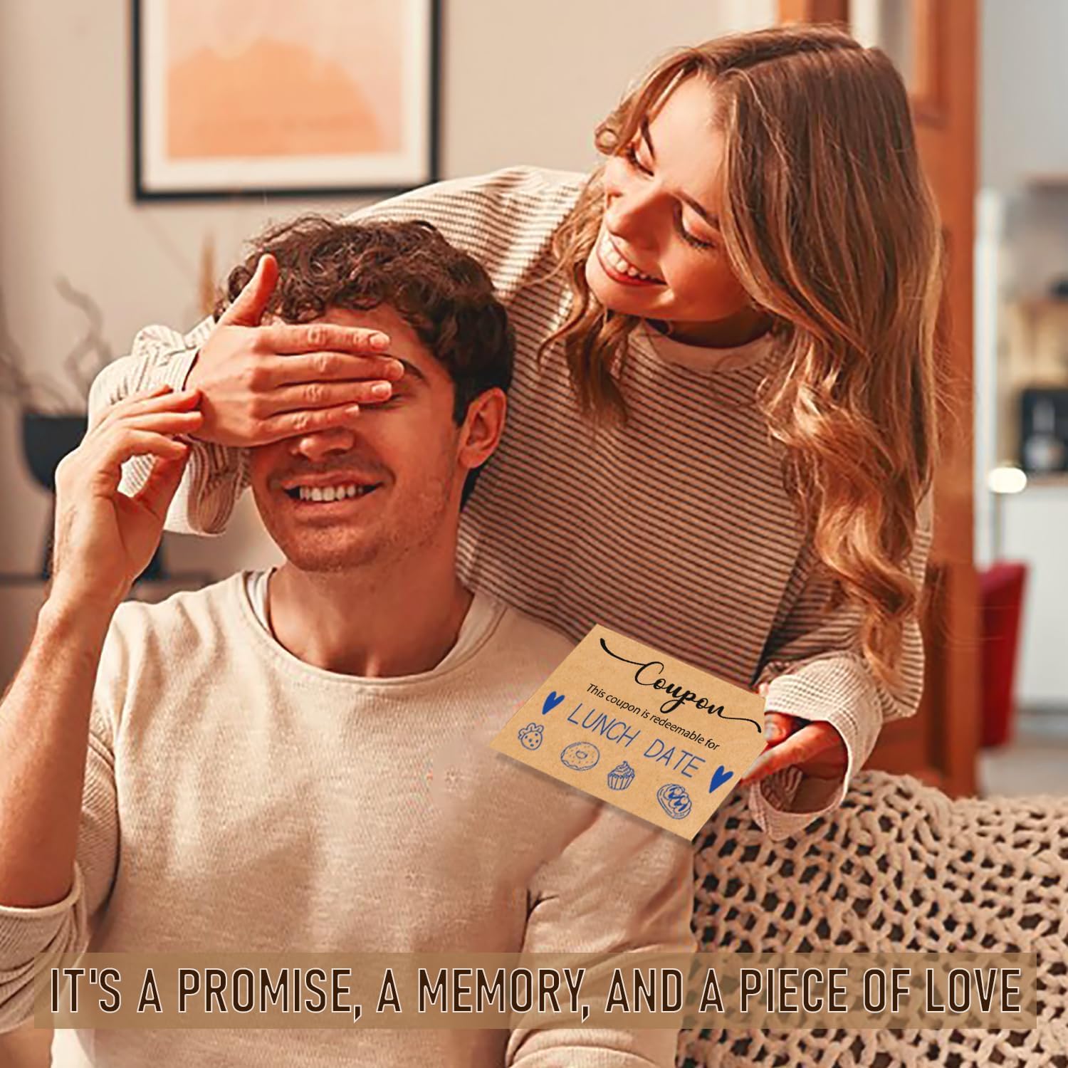 50 Blank Coupon Cards with Wooden Box, Love Coupons for Him, Her, Redeem Gift Vouchers for Husband, Wife, Boyfriend, Girlfriend,DIY Coupon Book for Couples, Birthdays, Valentine’s Day