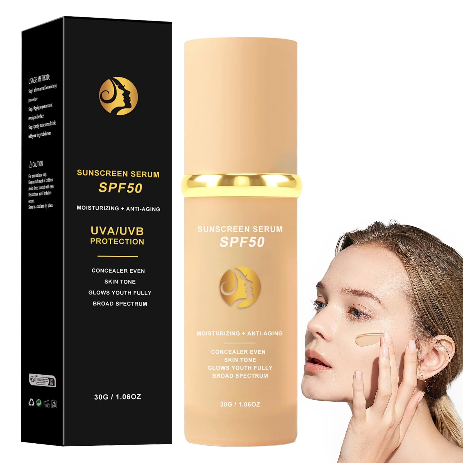 4 in 1 Moisturizing Full Coverage Liquid Foundation and Concealer With SPF 50 Sunscreen Serum - Biomimic Moisturizer for Uniform Skin Tone - 24h Wear