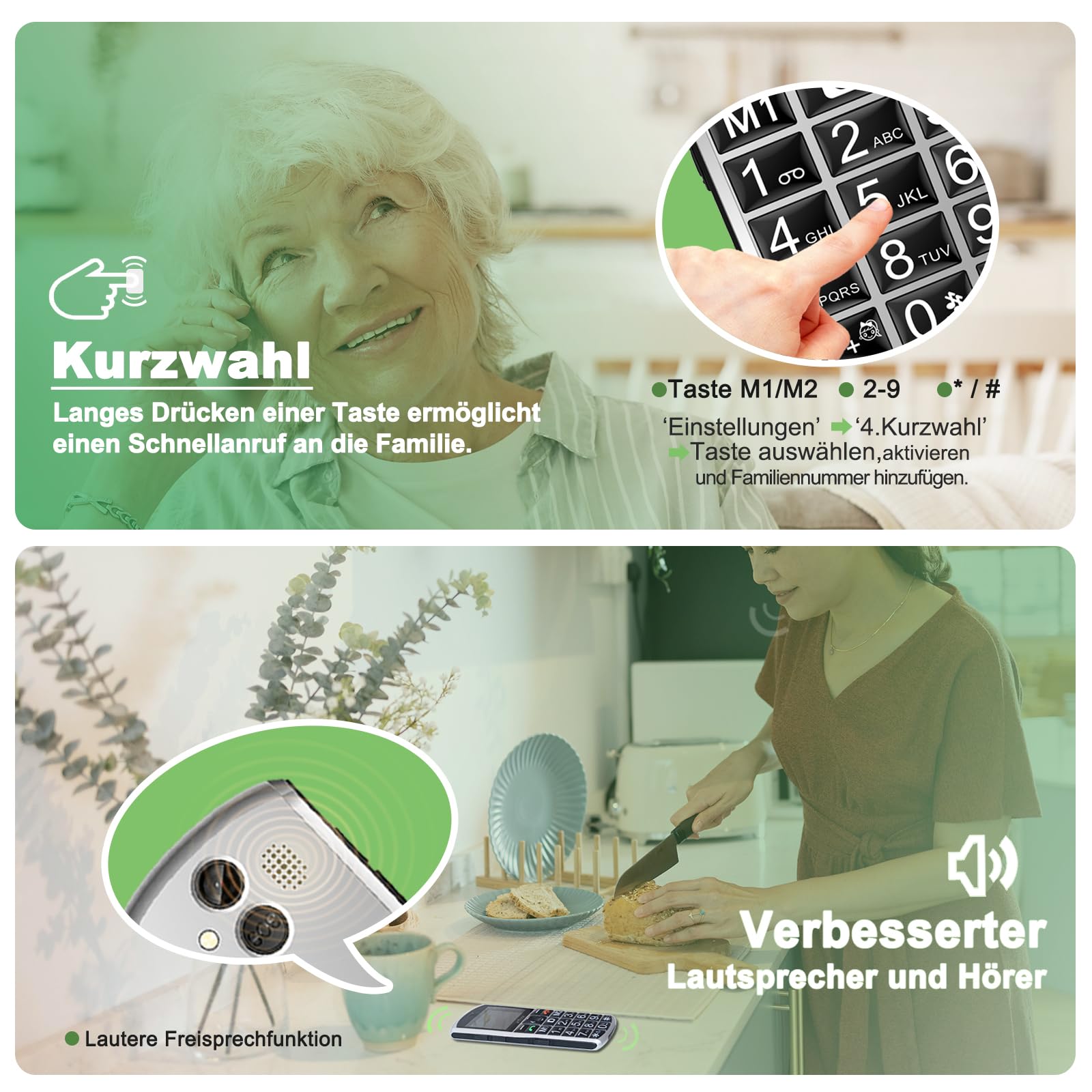 artfone A400 4G Volte Seniorenhandy ohne Vertrag | Großtasten Handy mit Notruftaste&1800mAh Akku,Dual-SIM Tastenhandy mit Tischladestation | Einfaches Mobiltelefon für Senioren, 2,4" Display | Silber 3
