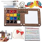 The perfect watercolor Kit for Valentine's Day gifting Watercolor, New Mini Watercolor Paint Set, Pocket Watercolor Set with Paint, Brush,bag, Sketchbook & Copper Clip, Travel Kit for Valentine's Day gift, Beginners, Artists & Painting Enthusiasts(Walnu -15 Grids)
