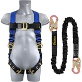 TRSMIMA Safety Harness Fall Protection - Safety Harnesses Construction Kit | Fall Arrest Full Body Safety Harness with Shock Absorbing Lanyard Tongue Buckle