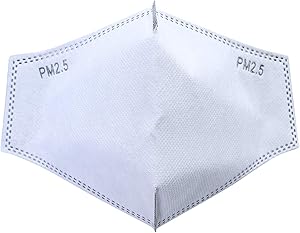 NEW 3D Cutting Five layers Activated Carbon Filter Replaceable Anti Haze Filter Paper larger protection area suitable for Adults(Ship from USA) (50)