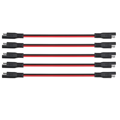 12 AWG SAE to SAE Extension Cable 12 Gauge 2-Pin SAE Connector Extension Cord with Dual Head Plug for Solar Panel Automotive Car Motorcycle 12in