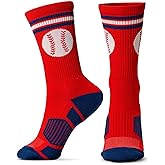 ChalkTalkSPORTS Baseball Performance Crew Socks - Boston Socks - Youth & Adult - Baseball Mid-Calf Socks