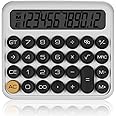 GUDTEKE Mechanical Switch Calculator, Desktop Calculator 12 Digit Large LCD Display Big Button Calculator for Christmas White Clear Standard for Daily and Basic Office,Automatic Sleep,with Battery