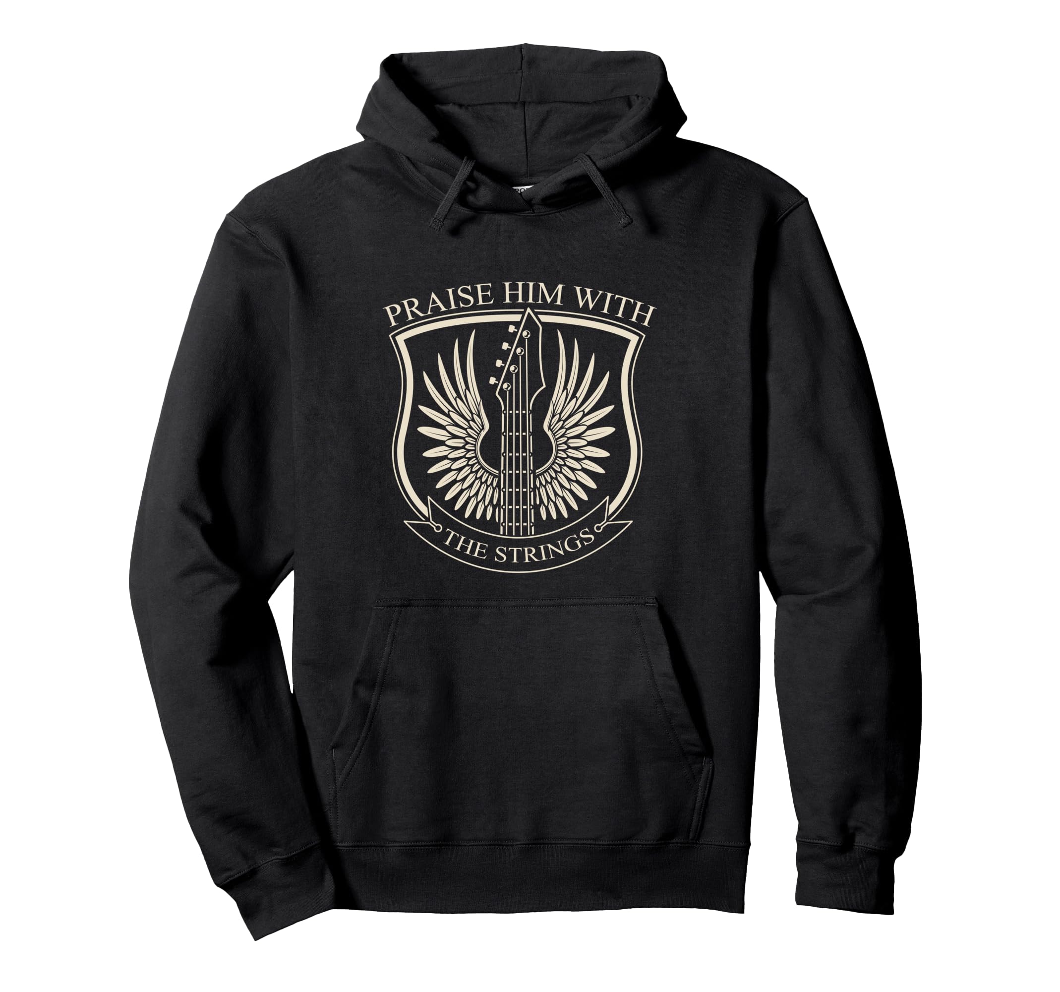 Praise Him With The Strings Christian Guitar Psalm 150:4 Pullover Hoodie