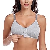 Curyon Women's Cotton Front Closure Bras Full Coverage Wirefree Everyday Bra Unpadded Unlined Bralette