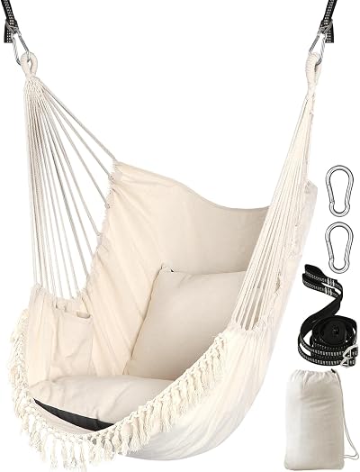 Chihee Hammock Chair Hanging Swing 2 Cushions Strong Straps Hooks
