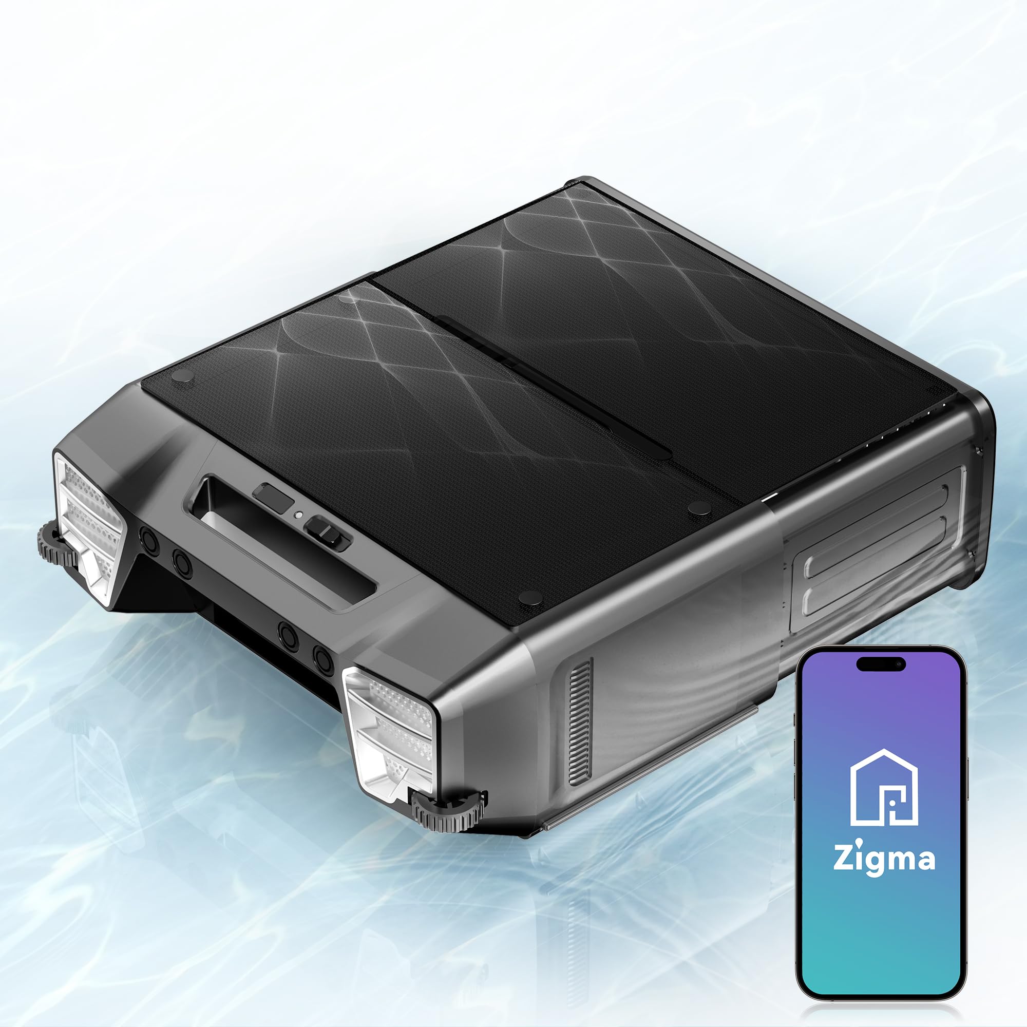 Photo 1 of 2025 Upgraded Version -Zigma Solar Pool Skimmer, Robotic Pool Surface Skimmer Cleaner with Remote Control -24 Hours Continuous Cleaning Smart Obstacle Avoidance Dual Charging Options -Y80P APP Support