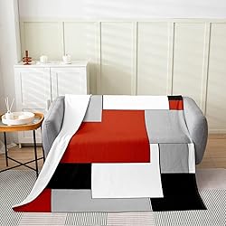 Feelyou Kids Red Geometric Plush Throw Blanket