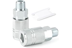 GASHER 2PCS 3/8-Inch Male Quick Connect Air Coupler, 3/8 Basic Flow Industrial Coupler，For Air Compressor Quick Connect Air Hose Fittings Set