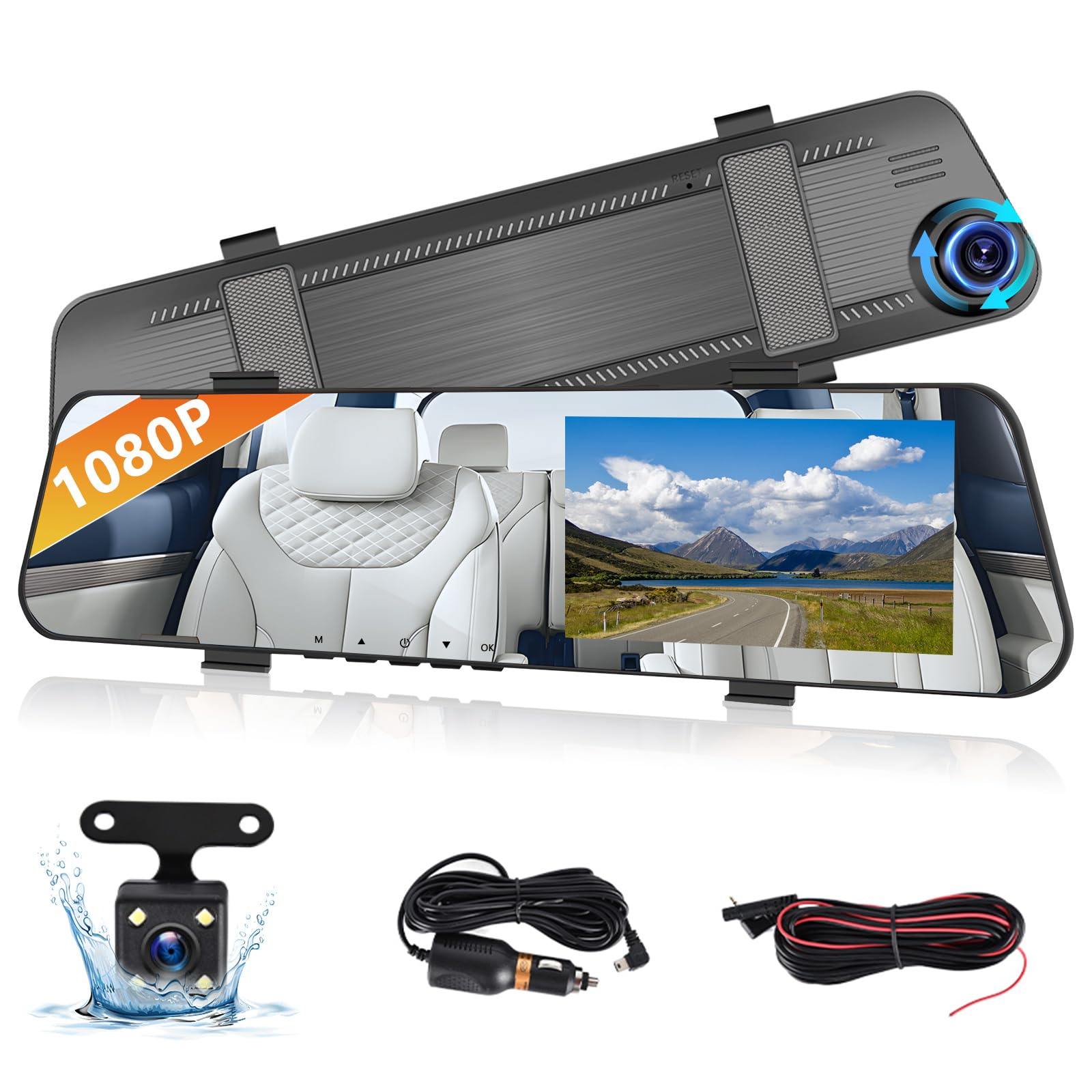 Photo 1 of Podofo 4.5" Rear View Mirror Camera Dash Cam DVR Monitor Rear View Dual Camera Video Recording System 1080P IPS Touch Screen/Loop Recording/150° Wide Angel/Night Vision/G-Sensor/Parking Assistance