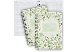 Paper Junkie Accounting Ledger Book - 6.25 x 8.5 In, 2-Pack - Personal Checkbook Register & Bill Tracker Notebook - Ledger Pa