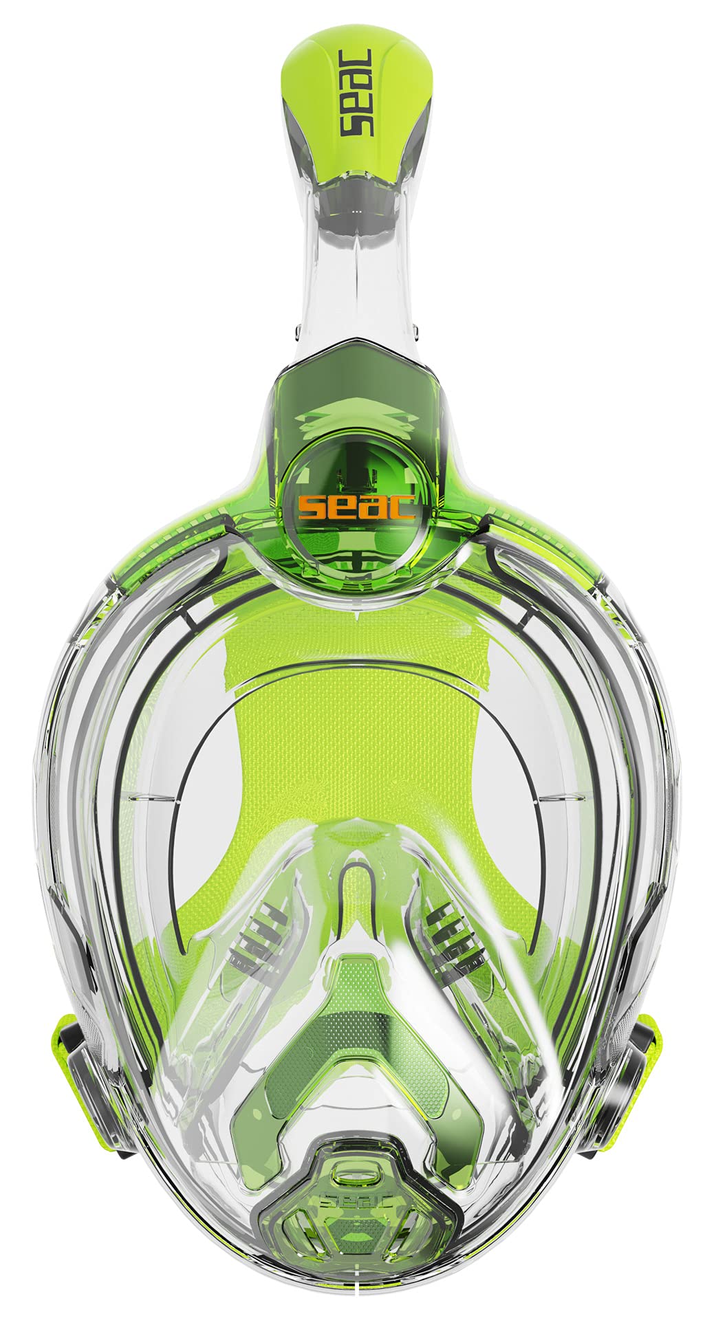 Seac Libera, New Generation Integrated Snorkeling Mask, Hypoallergenic Silicone, Quick Release, 4 Sizes, transparent/green, JUNIOR