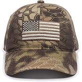 Camouflage Flag Patch Trucker Hat &ndash; High Crown Mesh Back Snapback | One Size Fits Most, Functional Camouflage Cap