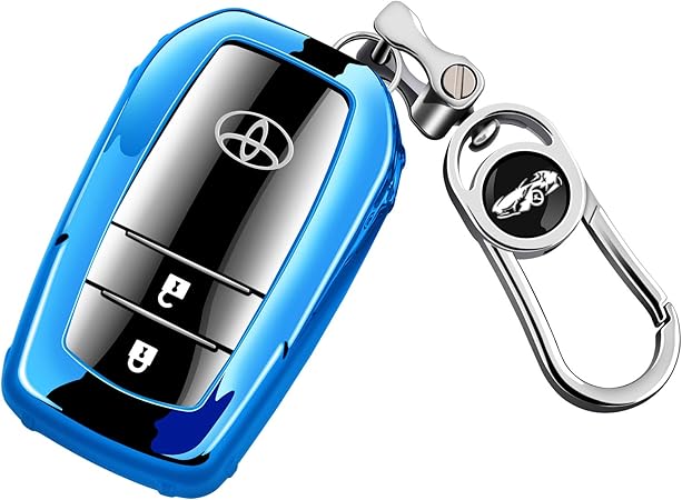 Amazon Mdee スマートキーケース トヨタ 新型 シエンタ ヤリス Yaris マークx イエローレーベルmark X Yellow Label ミライ Mirai に適用 優質なtpu材料を使用して 耐衝撃 スクラッチ防止 防水でファッションなスマートキーホルダー ブルー 車 バイク 車 バイク