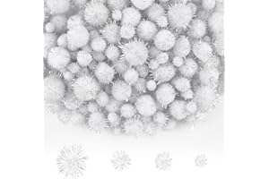 NACHLYNN 1000 Glitter Pom Poms Bulk 4 Sizes Assorted Multicolor Soft Fluffy Pom Poms for Crafts DlY Decorations Activities wi