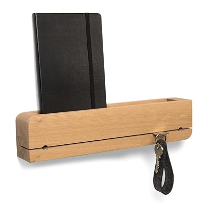 Natuhr Schlüsselbrett Ablage Holz Eiche Massiv DO•Organizer Schlüsselhalter 35 x 6 x 8 cm Design Schlüsselleiste (Eiche)