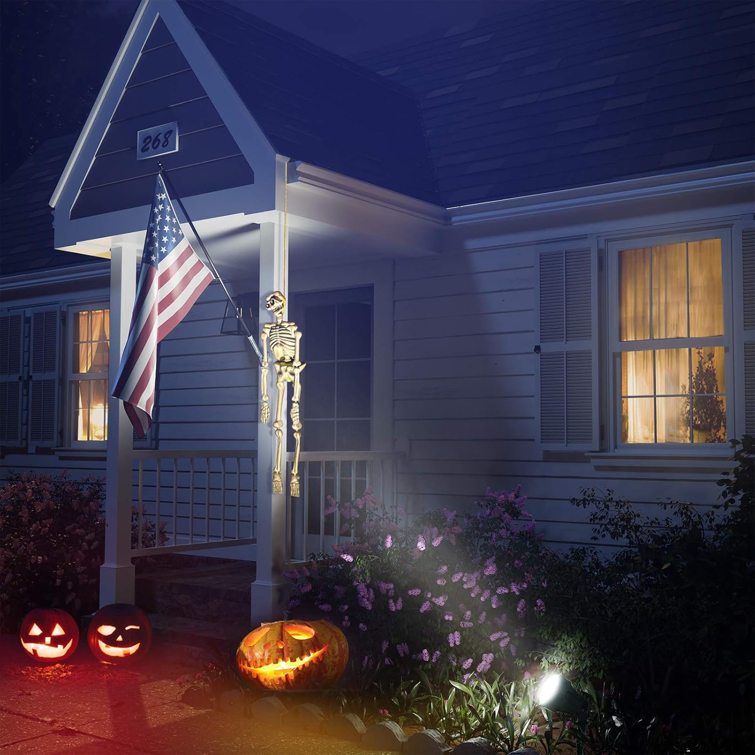 DEWENWILS Outdoor Halloween Spotlight Stake Plug in, 400lm LED Waterproof Landscape Flag Floodlight Spike with 3 Lenses (Red Yellow Green) for Tree, Yard Garden Decor, 5 FT Extension Cord, UL Listed - - 