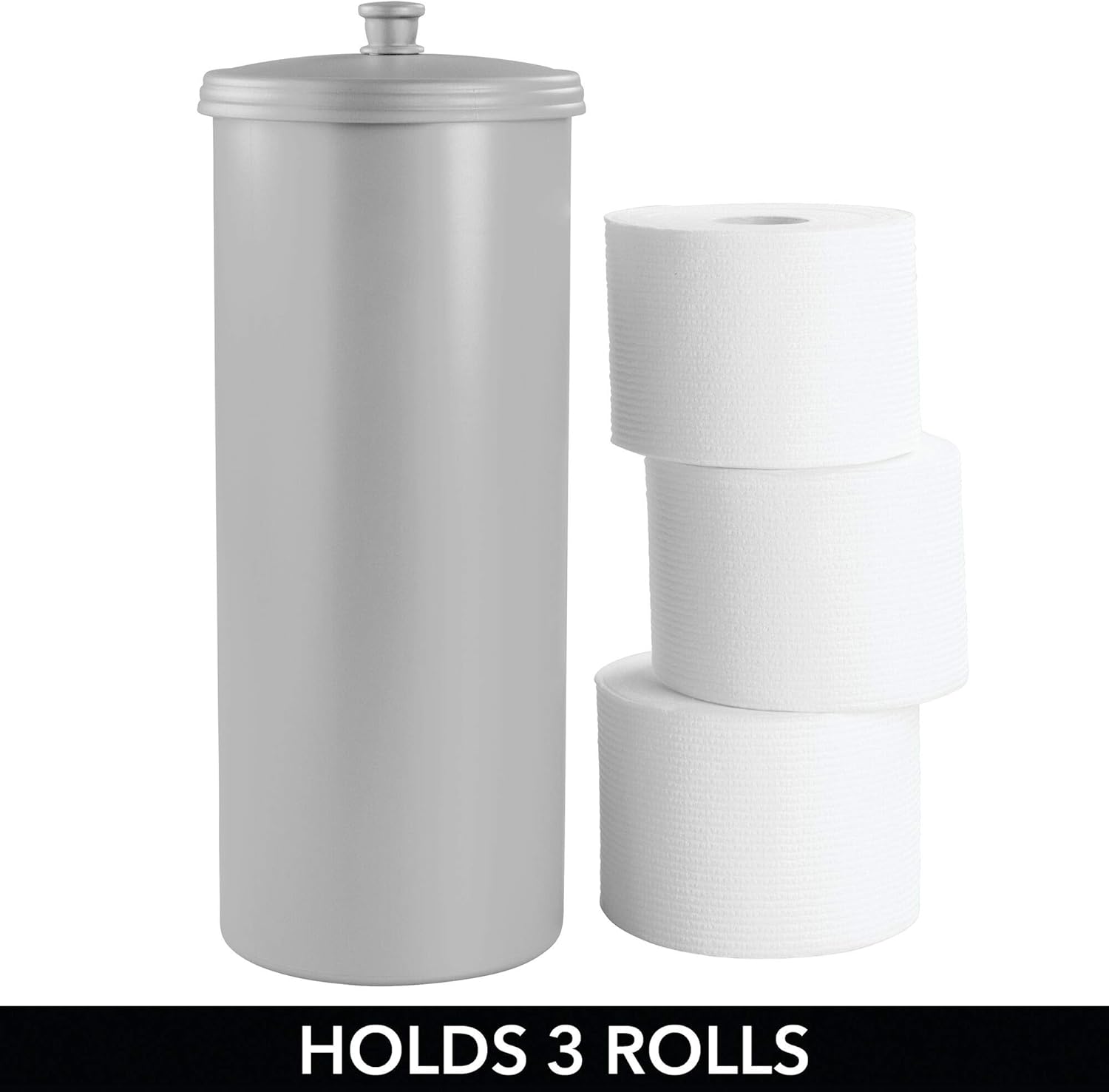 mDesign Plastic Free Standing Toilet Paper Holder Canister - Storage for 3 Extra Rolls of Toilet Tissue - for Bathroom/Powder Room - Holds Mega Rolls - Gray: Home & Kitchen