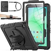 SEYMAC stock Case for Samsung Galaxy Tab A11+ Plus/A9+ Plus 11'', Full-Body Drop Protection Case with Screen Protector Pencil Holder [360&deg; Rotating Hand Strap] &amp;Stand - Black