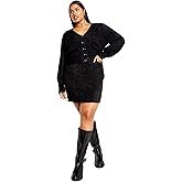 City Chic Women's Plus Size Cardi Fluffy Button