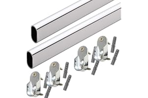 DESUNIA 36" Oval Closet Rod with End Supports - Polished Chrome - 2 Sets