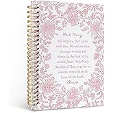 MOFUYU Pink Floral Christian Notebook Journal, Bible Verse Prayer Journal for Women, Christian Gifts for Women, Religious Scripture Pink Flower Hardcover Spiral Notebook 5.5x8.3 Inch