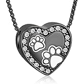 Oinsi Pet Cremation Jewelry - Heart Urn Necklaces for Dog Cat Ashes Keepsake Pet Paw Memorial Urn Pendant Ash Holder for Women Men