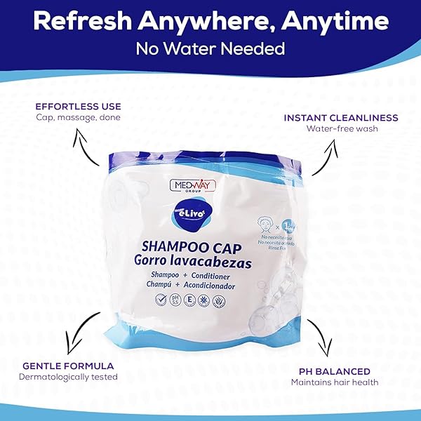 MEDVANCE NO RINSE SHAMPOO CAP | RINSE FREE SHOWER CAP THAT SHAMPOOS & CONDITIONS | PH BALANCED & HYPOALLERGENIC WATERLESS HAIR WASH | 1 PACK