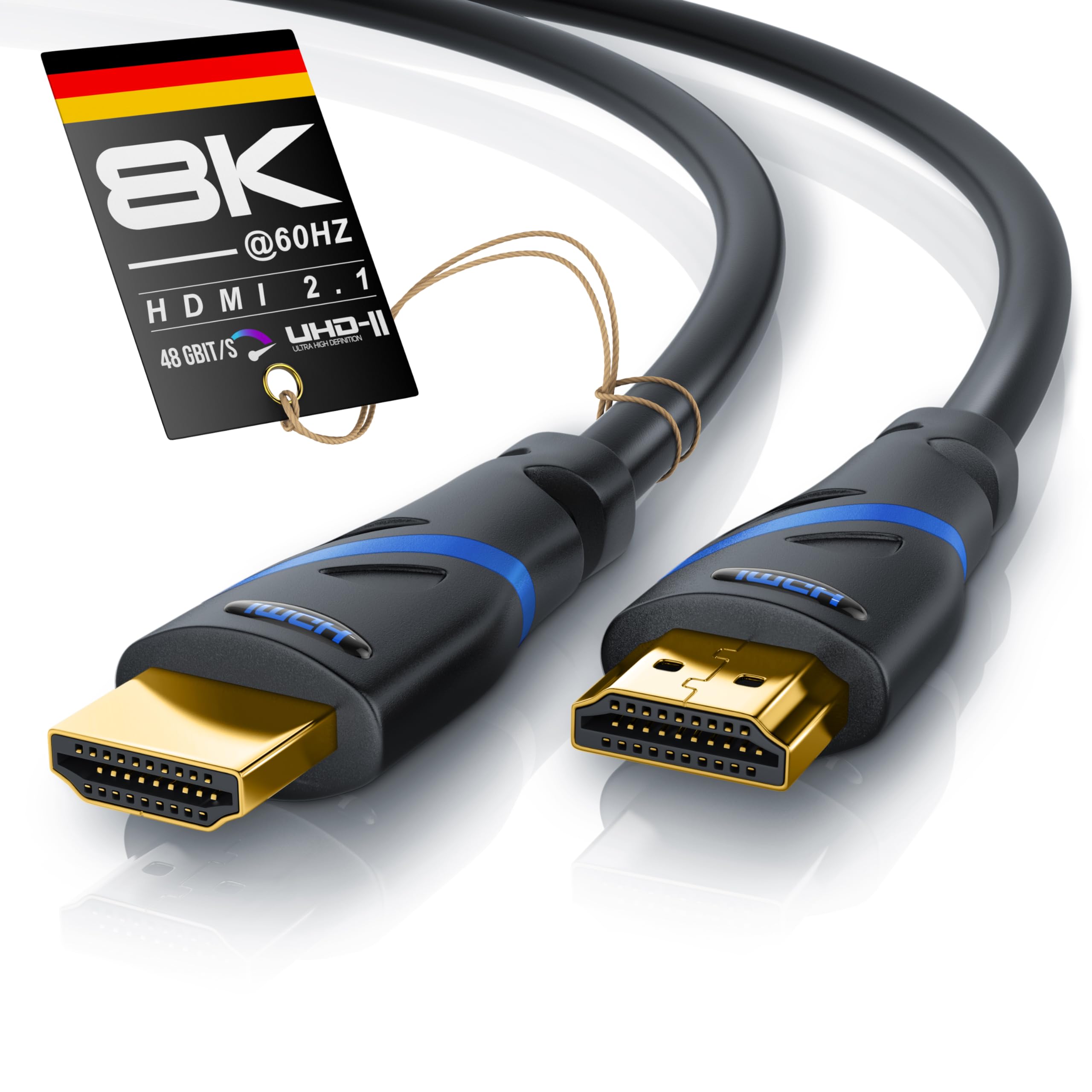 CSL - 8k HDMI Kabel 2.1 - zertifiziertes Kabel - 2m - 4k@120Hz 8k@60Hz - UHD II - Ultra High Speed Ethernet 48Gbps - HDMI 2.1 16k / 2.0 4k - HDR 10+ eARC 3D VRR HDCP 2.2&2.3 - Gaming TV PS5 Xbox