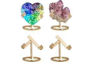 Bgzdxhxyr 4 Pcs Metal Crystal Heart Stone Stand, Rock Display Stands Pedestal Holder Collectibles for Crystal,Geodes,Rock,Min