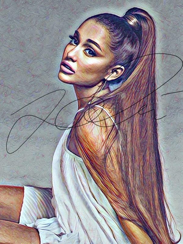 Amazon Com Ariana Grande Drawing Print Poster Hand Drawn Coloured