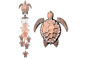 CLYB Turtle Wind Chimes for Outside,39 inch Length Memorial Sea Turtle Wind Chime with 4 Large Aluminum Tubes & S Hook,Indoor Outdoor Decor Hanging Wind Catcher Bell for Home,Garden,Patio,Backyard,Porch