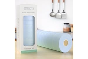 KitchLife Reusable Bamboo Paper Towels - 1 Roll = 4 Months Supply, Washable and Recycled Paper Rolls, Zero Waste Sustainable, Environmentally Friendly, 1-Blue-US