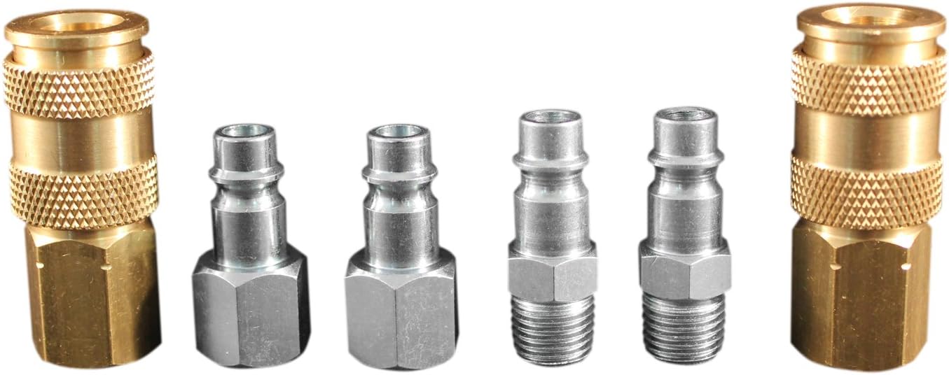 Milton S-217 1/4" NPT V Style Coupler and Plug Kit - 6 Piece - Automotive Air Conditioning Hose Fitting Products - 