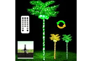 FAIRYRAIN Palm Tree Lights for Outside Patio, 7FT Metal Artificial Palm Trees Lighting with Coconuts, Outdoor Pool Tropical Decorations for Home Party Hawaiian Christmas Garden Warm White/Green