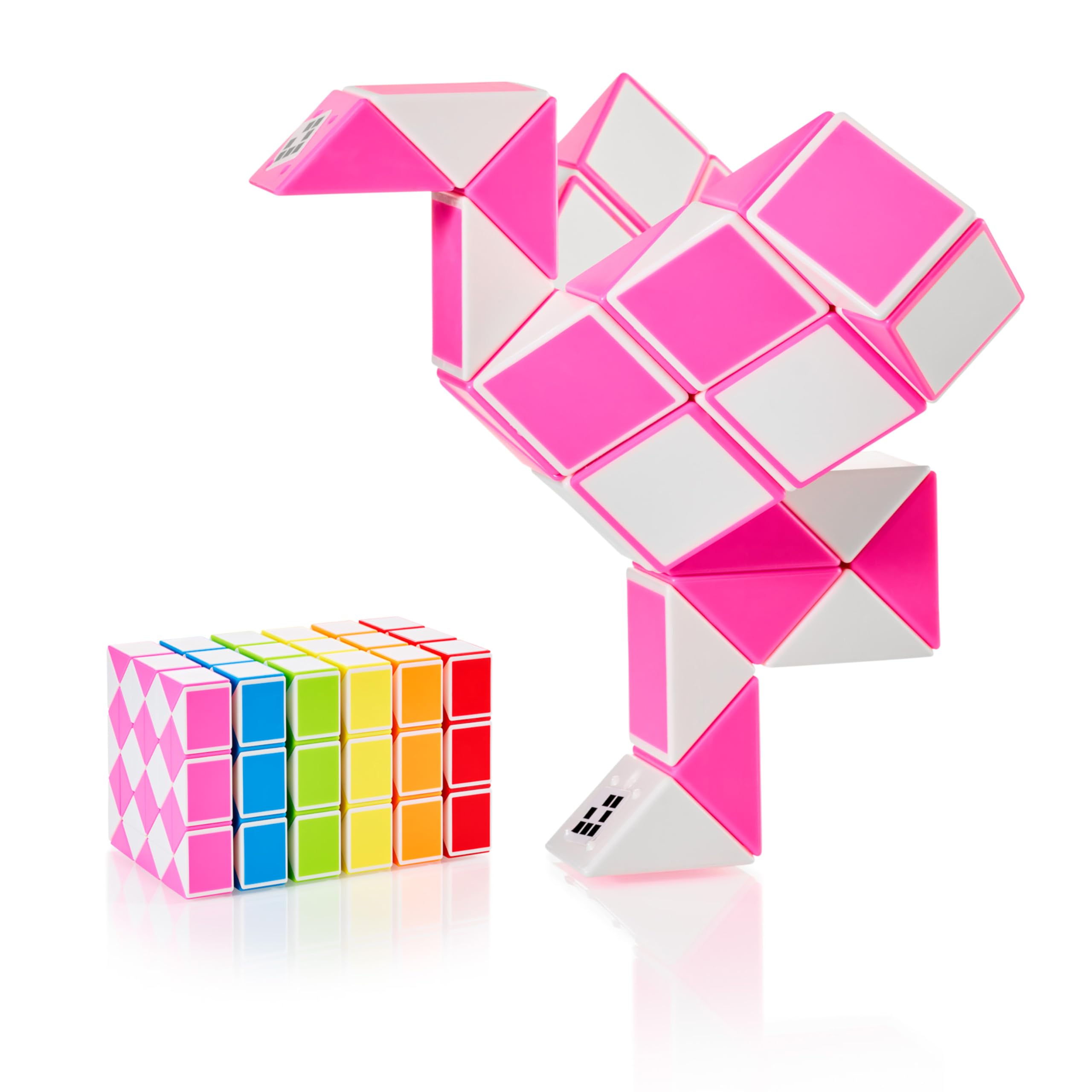 CUBIDI® Original Magic Snake - 36 Blocks Pink Puzzle Games for Children and Adults Ideal as Party Bag Children's Birthday, Children's Birthday Party Favours or Small Gifts for Children