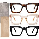 AQWANO Oversized Square Reading Glasses Women Men, Computer Blue Light Blocking Fashion Large Frame Readers