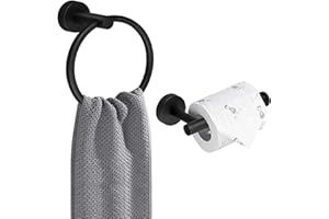 AMMIY Toilet Paper Holder Hand Towel Ring, Stainless Steel Tissue Paper Roll Holder Dispenser Wall Mount Bathroom Hardware Ac
