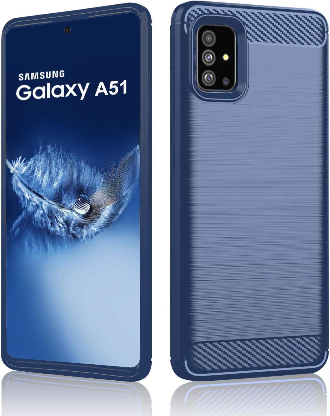 Phone Case for Galaxy A51,Samsung A51 Protective Case,Blue,Soft TPU Carbon Fiber Protective Cover, Light-Weight,Shockproof,Scratch Resistant,Super Thin and Fit Phone Cover for Samsung Galaxy A51 2020