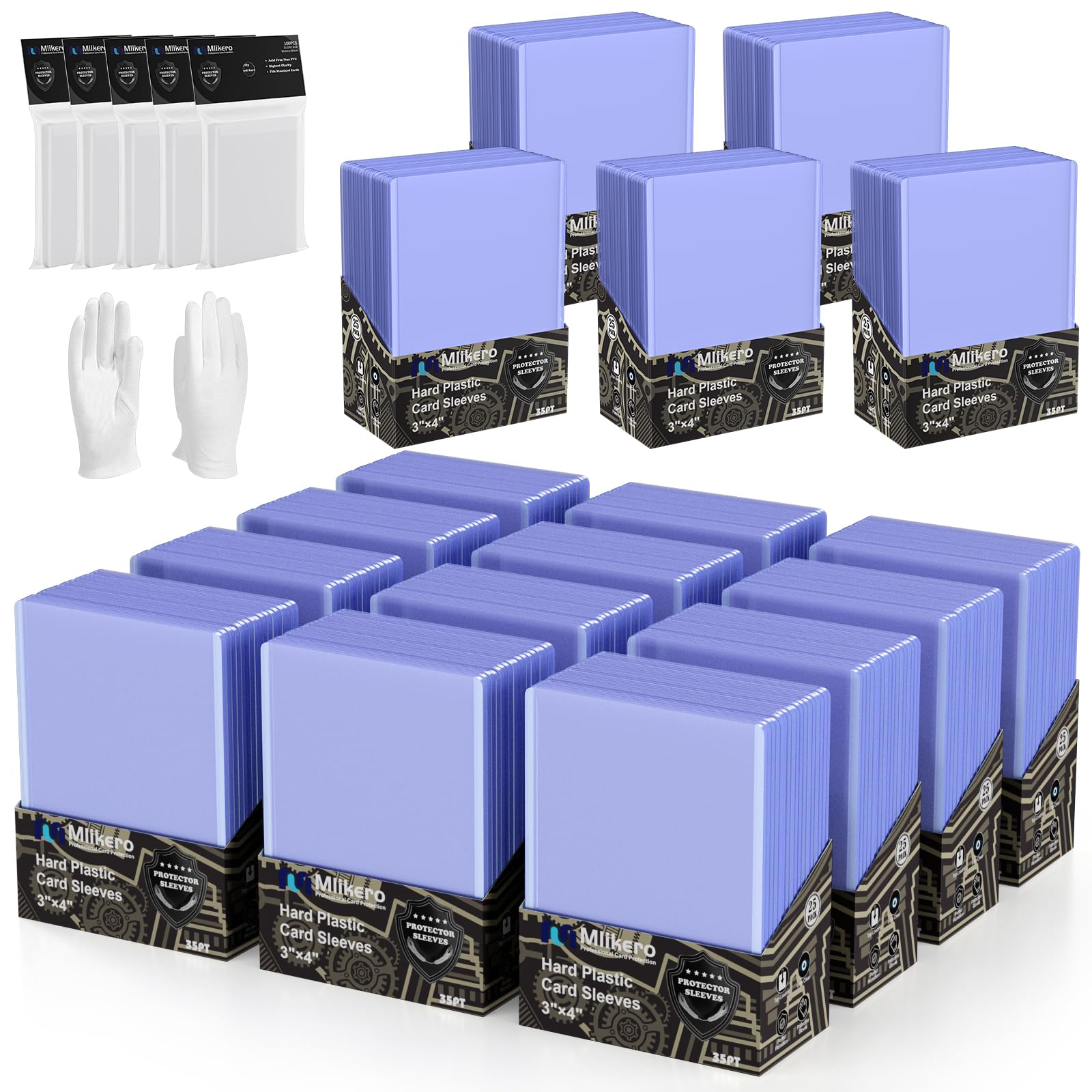 Photo 1 of 1000 Card Sleeves Top Loaders for Cards, 3"X4" Toploaders for Cards, Premium Baseball Card Protectors Hard Plastic for Sports and Game Cards (500 Top Loaders + 500 Clear Sleeves)