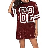 Jigfar Women's Sparkly Sequin Short Sleeve T-Shirt Dress Casual Loose Cute Tunic Blouse