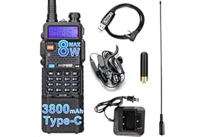 BAOFENG Radio 8W Long Range Dual Band Handheld Walkie Talkies for Adults with 3800mAh Type-C Rechargeable Battery,Earphone,Hi