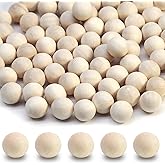 Auvotuis 100 Pcs Round Wooden Balls 5/16 Inch Unfinished Wooden Spheres Natural Wood Balls for Crafts DIY(Dia 8mm)