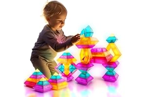 MAKE KIDS SMILE BUBBLE FUN Building Block Sets for Kids 3 4 5 6 Year Old, 30 Pcs Stacking Blocks Toys for Boys Girls, STEM Preschool Learning Activities Educational Light Table Toys Gifts for Toddlers Children