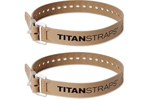 TITANSTRAPS Titan Industrial Straps – Safety Strap Set to Secure Splits, Cargo Bikes, Garden Hoses, Wood Working Projects – 70 lb. Working Load, 25" Length, 2-Pack Coyote Tan