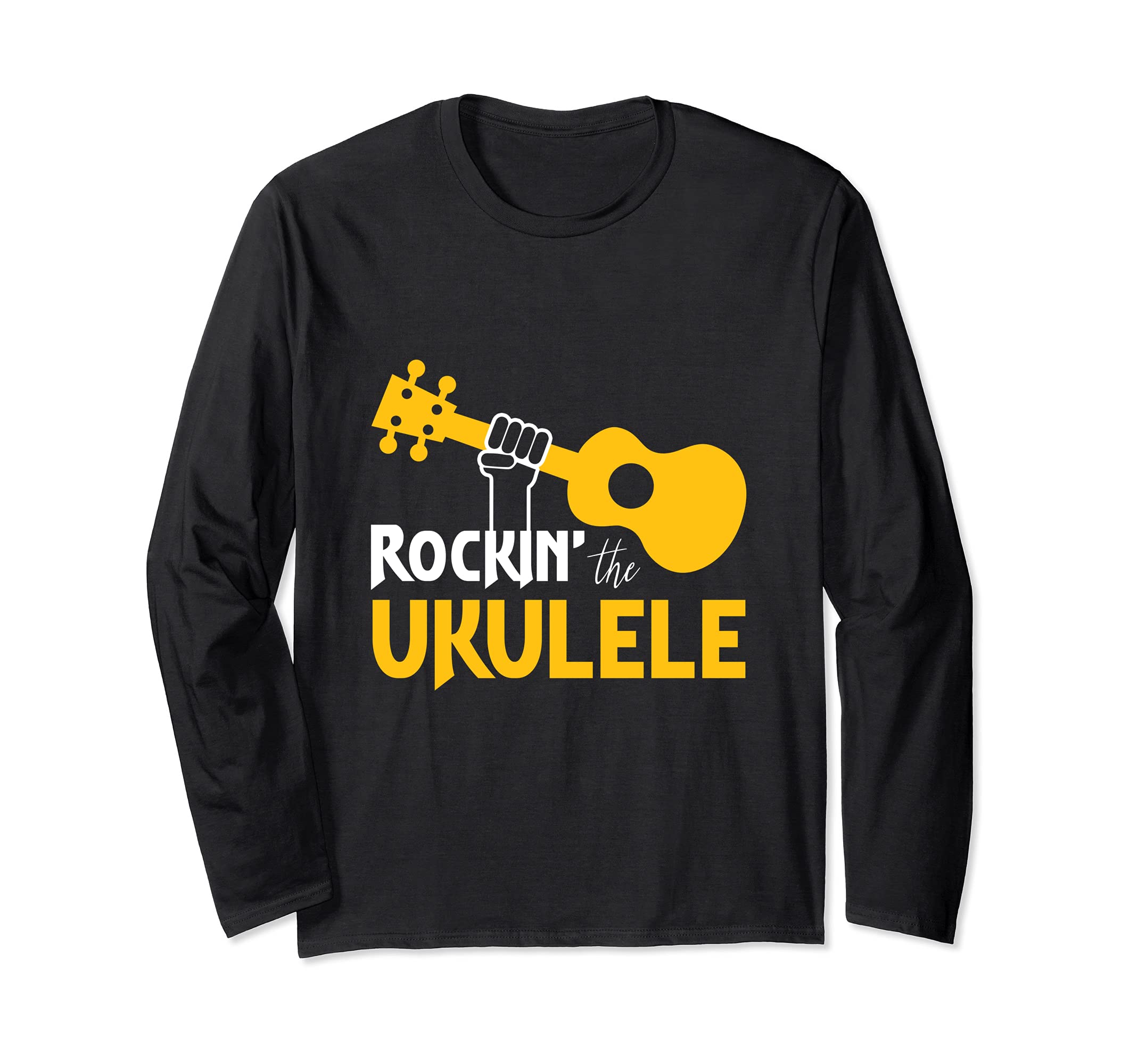 Rocking The Ukulele Guitar Acoustic Hawaiian Uke Musician Long Sleeve T-Shirt